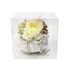 CM-122 Puffo profum. d11x11h con peonie  BIANCO c/scat.pvc