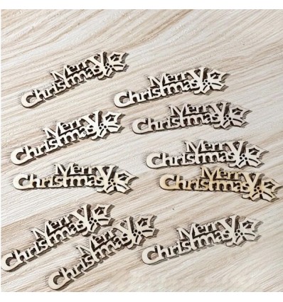 CM-22031 Conf. 10pz scritte Merry Christmas cm9x2 legno