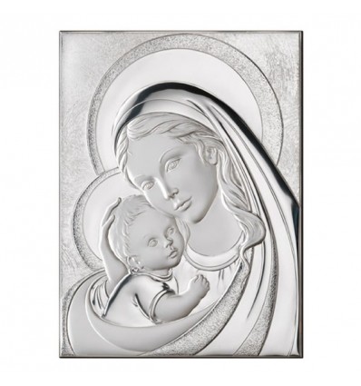 444193 Madonna c/bimbo 27x34 retro legno