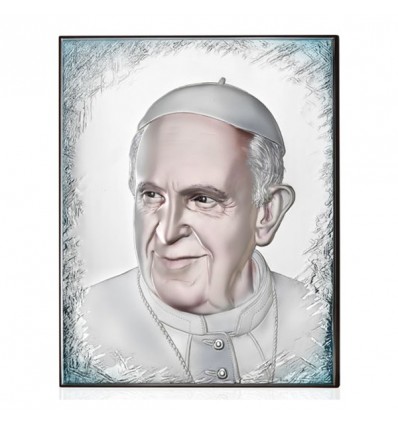 444675 Papa Francesco 33x44 colorato retro legno