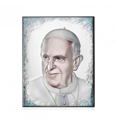 444676 Papa Francesco 27x34 colorato retro legno