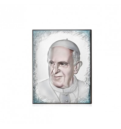 /444678 Papa Francesco 16,5x21 colorato retro legno