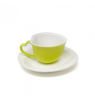 /1007017 Tazza cuore c/piattino GREEN