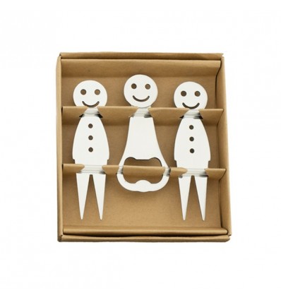 /1180002 Smile set 3pz forchett+apribott. c/scat avana