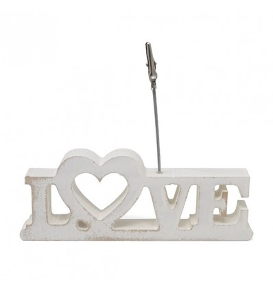 /1130109 Scritta LOVE shabby c/clip cm16x6 bianca legno