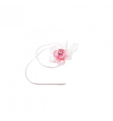 /CK857-R Applic.fiore c/strass ROSA