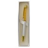 1347002 Penna strass cm14 c/gancio BIANCO/ORO giftbox