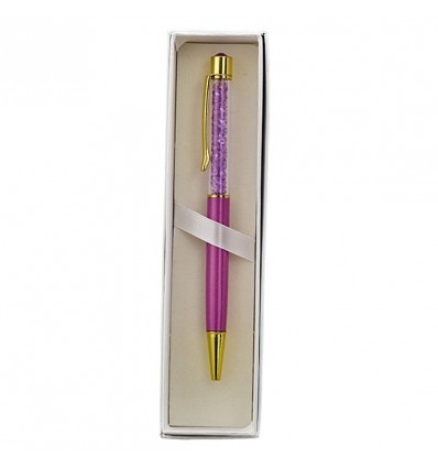 1347006 Penna strass cm14 c/gancio FUXIA/ORO giftbox