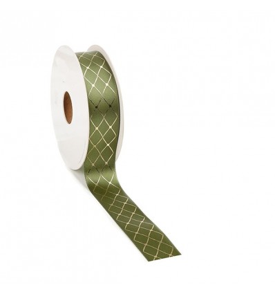 /3330.2025.66 N.raso mm25x20mt VERDE rombi oro