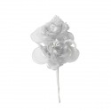 /CK5097-ARG Bouquet 2rose lame'+5racch. stoffa ARGENTO