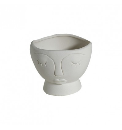 TB 1636 Vaso faccia stilizzata h9,2 biscuit bianco