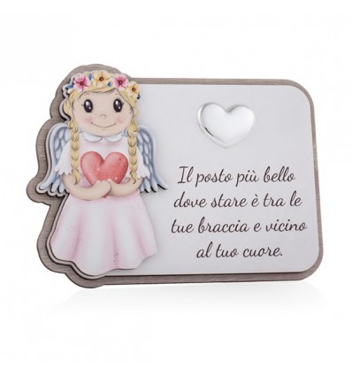 /E2089 Icona 12x16 angelo dell'amore BIMBA c/cuore