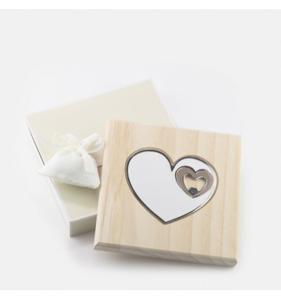 /STP/25 Sottopentola legno+CUORE met.bianco/beige c/ast+sacch