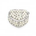 /71500M Scatola CUORE 5,6x5,8x2,5 fiori avorio e strass