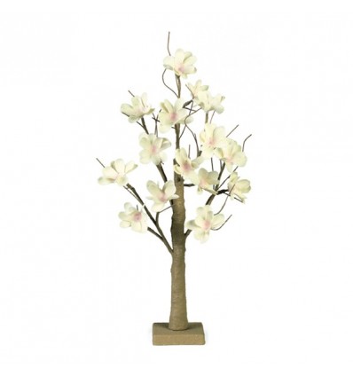 /71694M Albero h60 BEIGE c/fiori e luci AVORIO