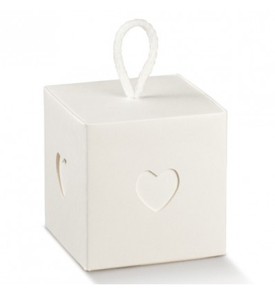 16920C Cubo 10x10x10 c/cuore e cordoncino WHITE (PAP 21+T)