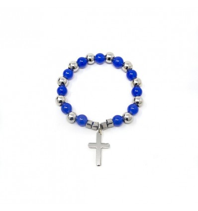 /BR218 Bracciale zaffiro c/croce BLU