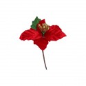 CK8508 Pick stella Natale c/foglia vell. ROSSO