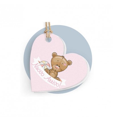 FFTAG0065 Tag dpp cuore 6,5x3 orsetto ROSA (conf.240pz)